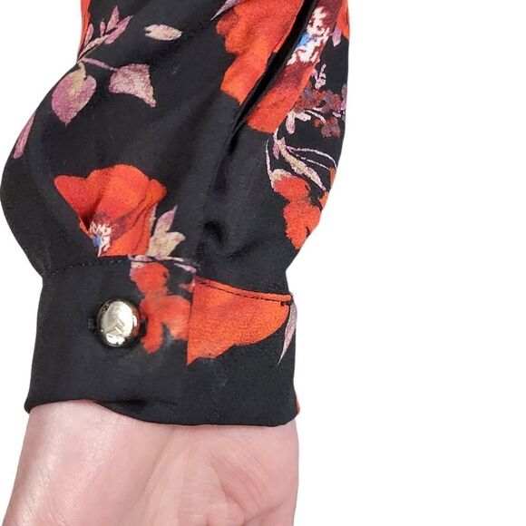 Lipslide Black Floral Neck Choker Long Sleeve Top - Picture 7 of 7